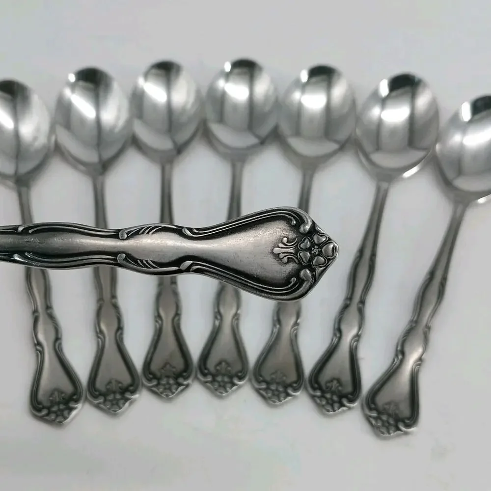 8X Tbsp Vtg Noritake 18-8 Stainless Japan Sylvia Flatware Table Spoons